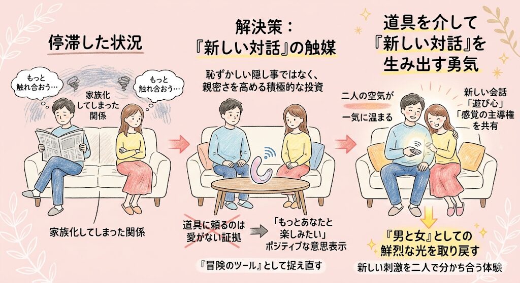 マンネリやレスに悩む自分から誘う勇気が出ない女性へ。道具を介して「一人の女性」に戻るための新しい常識