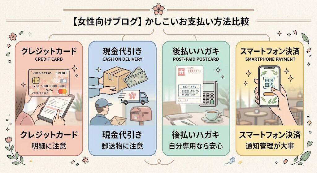 支払い方法ごとの“バレにくさ”比較イメージ