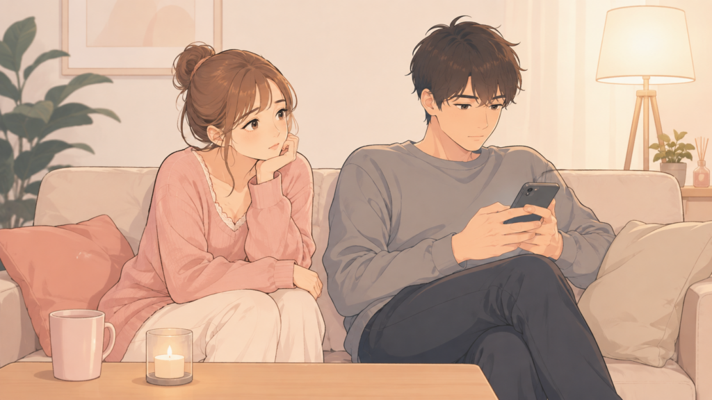 誘惑しているつもりなのにスマホに負ける